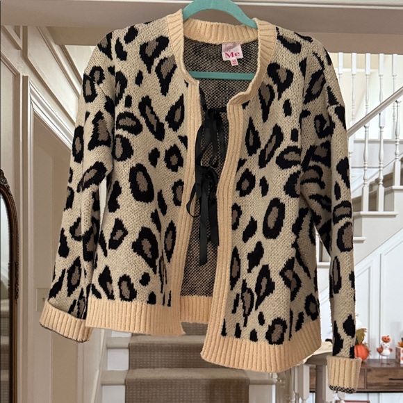 So Me Sweaters - So Me Leopard Print Tie Front Cardigan